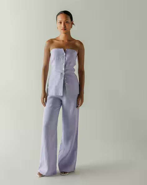 Rakul Preet Muse Lavender Strapeless Co-ords Linen Set