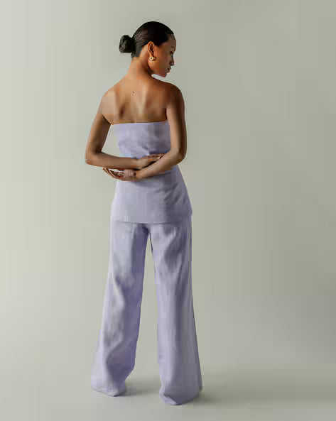 Rakul Preet Muse Lavender Strapeless Co-ords Linen Set