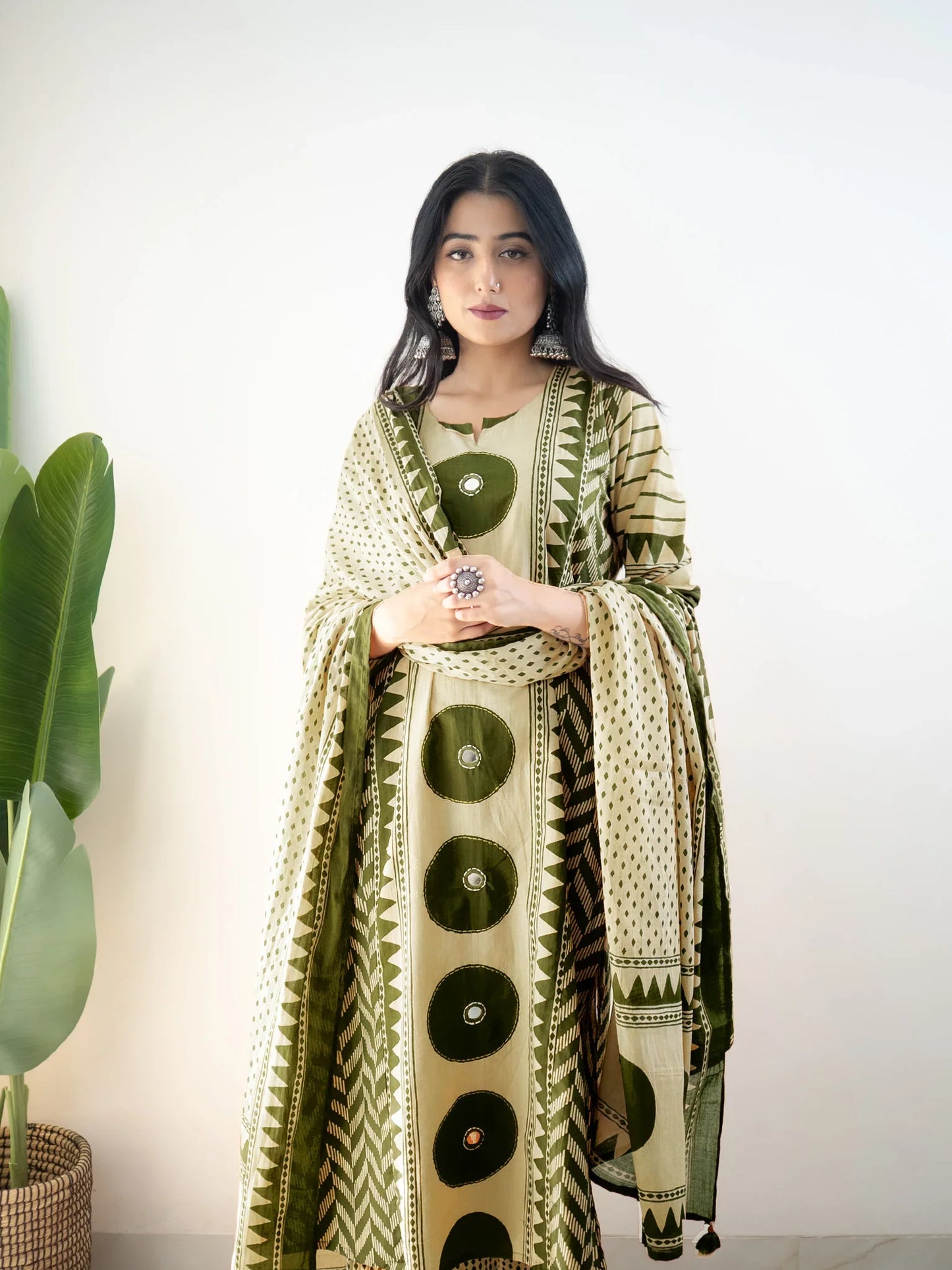 Vedikas Polka Green Kurta Set