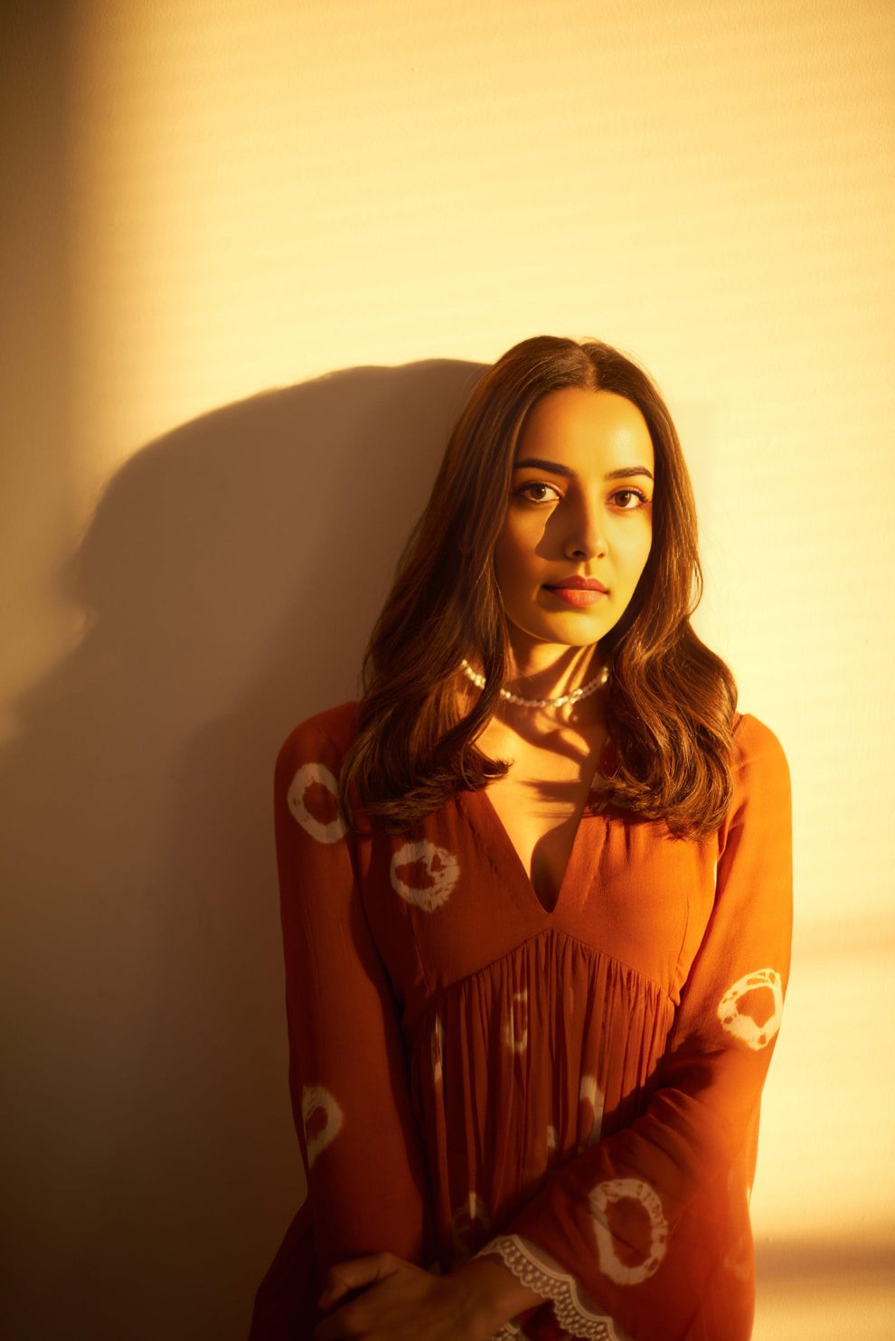 Rust Pearl Tan Georgette Kurta for Women