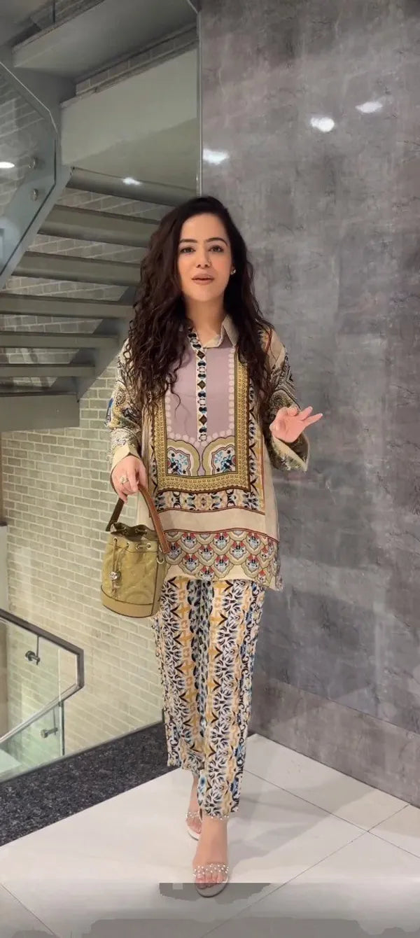 Vintage Print Crepe Co-ord set