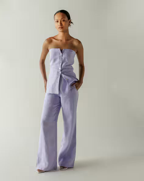 Rakul Preet Muse Lavender Strapeless Co-ords Linen Set