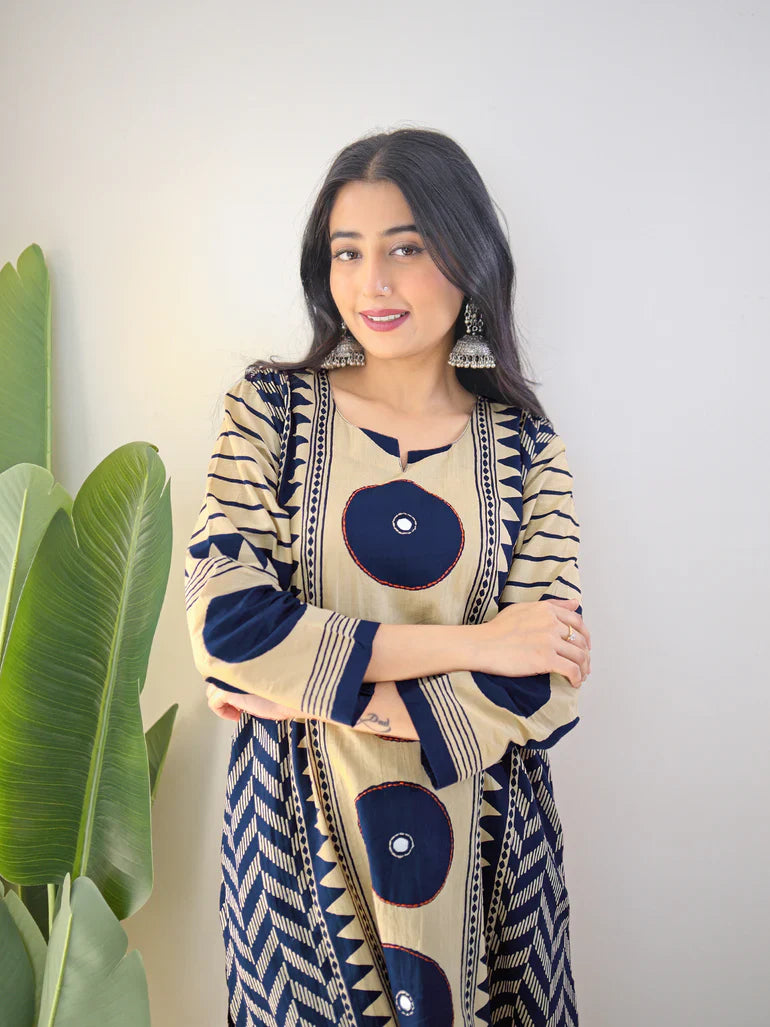 Vedikas Polka Blue Kurta Set