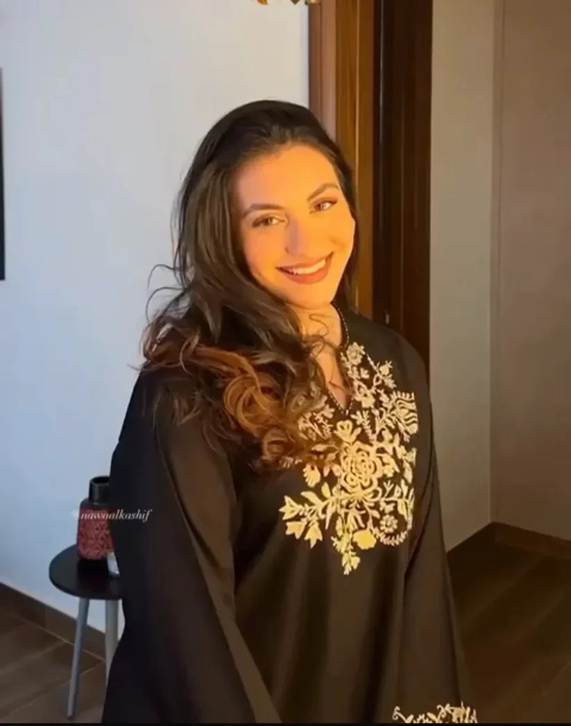 Embroidery Black Cotton Kurta Set