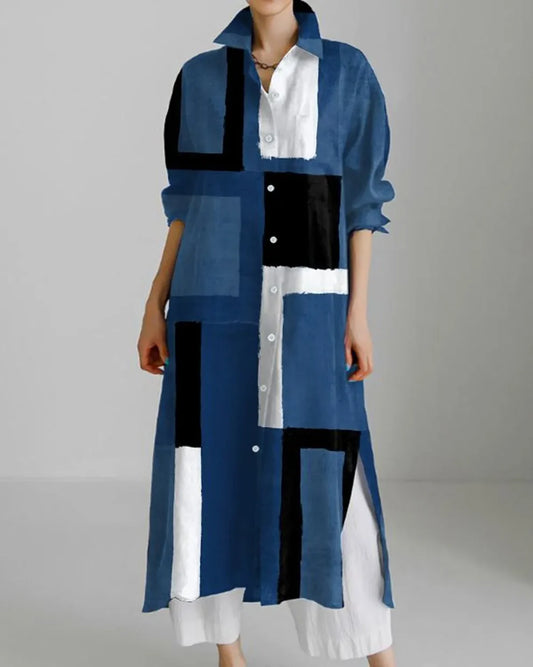 Indigo Printed Shirt Dress