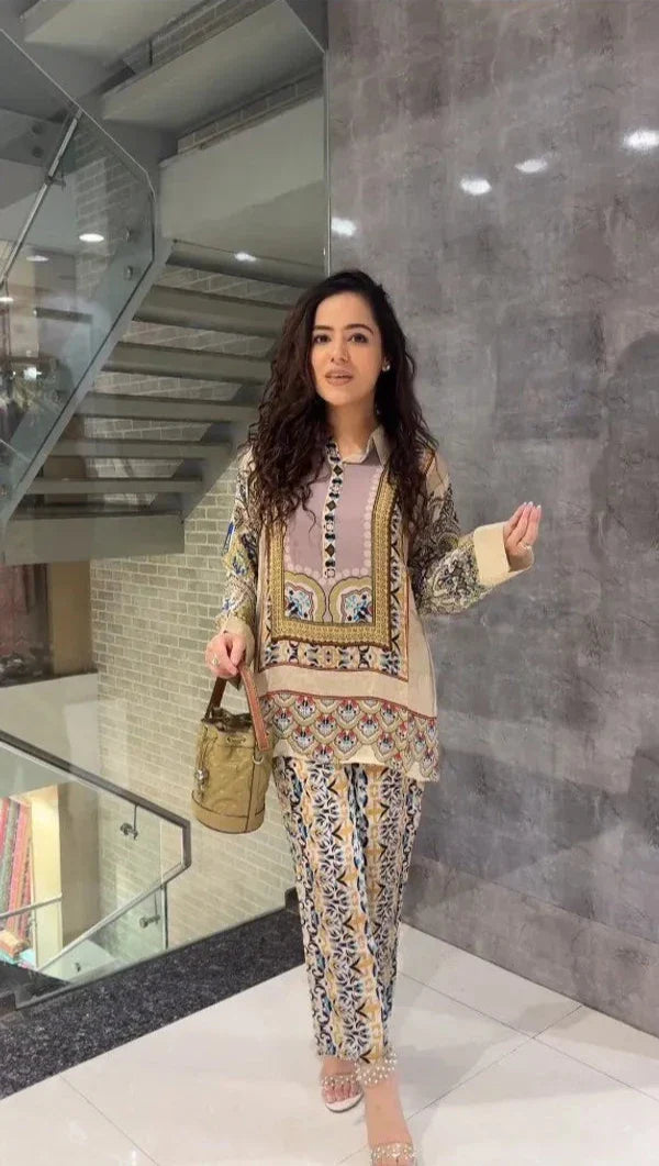 Vintage Print Crepe Co-ord set