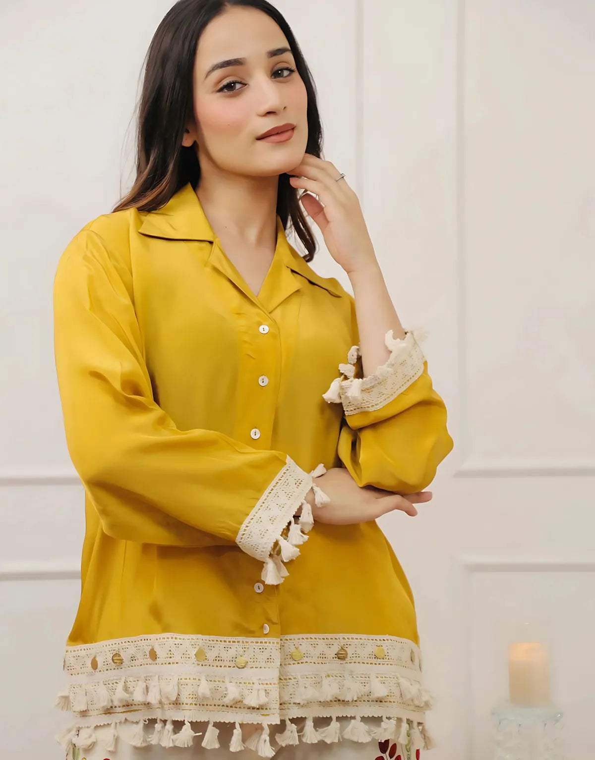 Yellow Boho Embroidery Coord Set