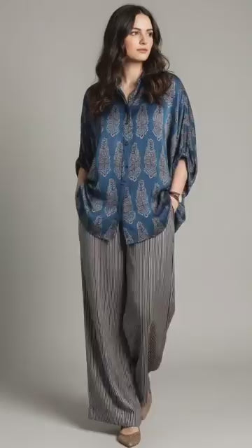 Black Ajrakh Print shirt cord-set for women