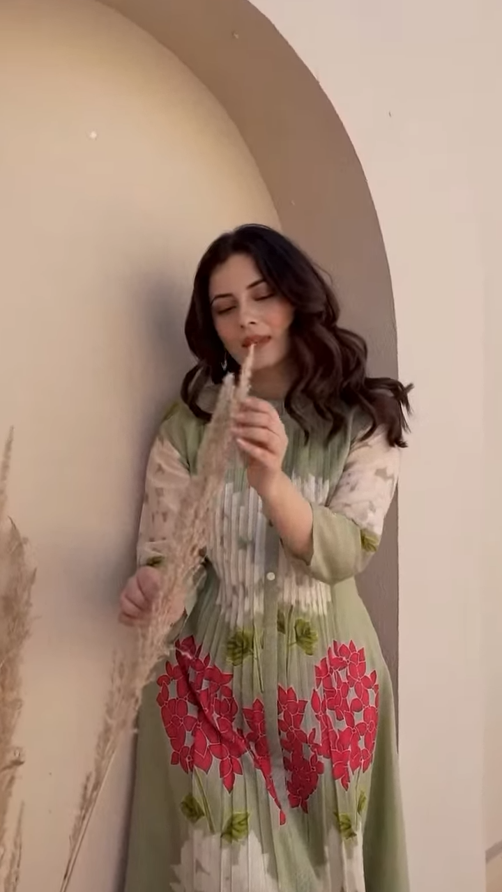 Sage  Green Floral Printed Cotton Kurta Set